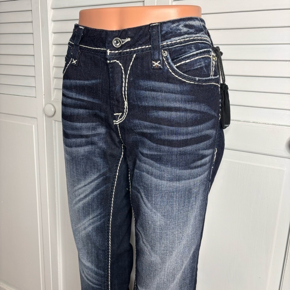 New ROCK REVIVAL Charlotte Capri Jeans Size 31 - Picture 2 of 13